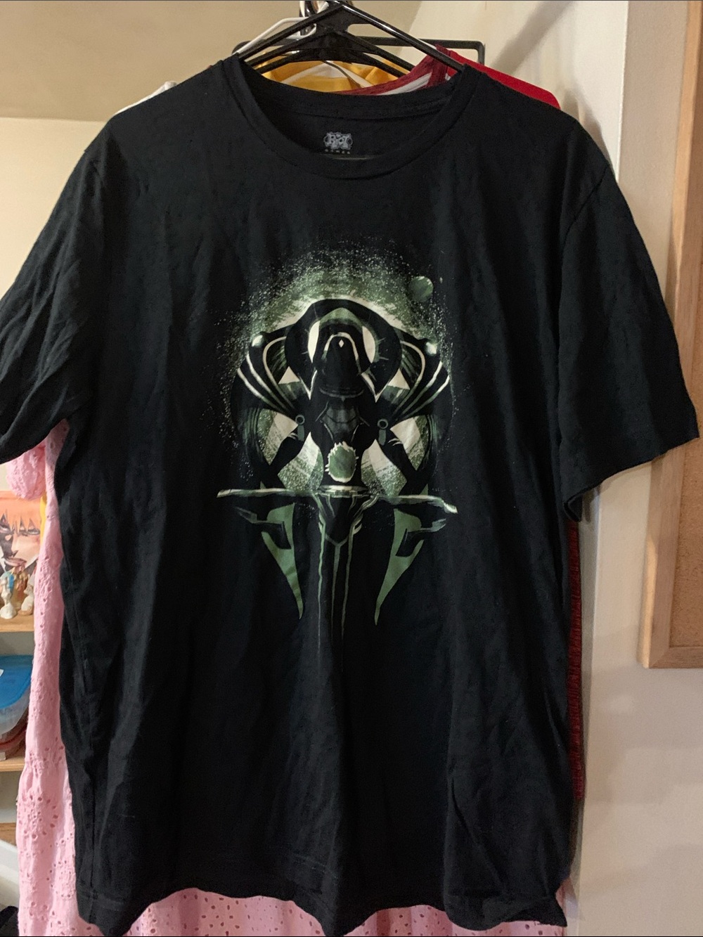 Men's Black Short-Sleeve Graphic Tee with Green Sci-Fi Emblem Riot Games Odyssey
